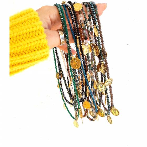 COIN BLACK CRYSTAL BEADS | NECKLACE