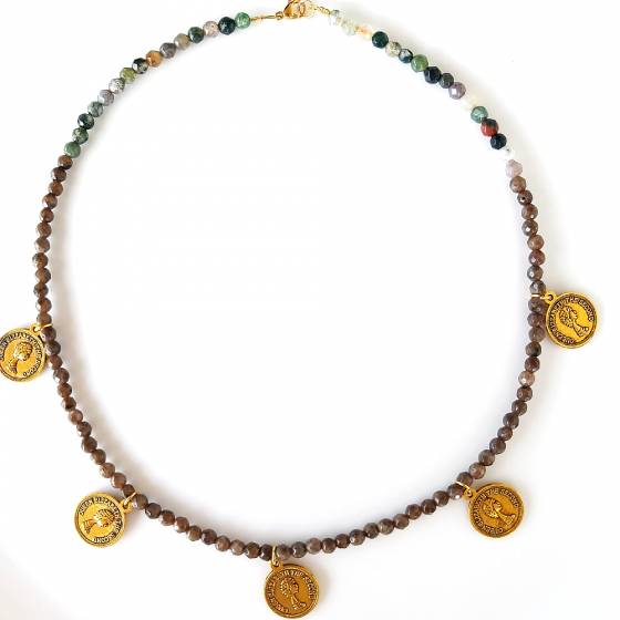 AGATE BROWN  COIN | NECKLACE
