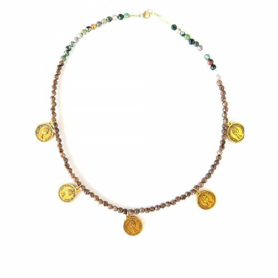 AGATE BROWN  COIN | NECKLACE