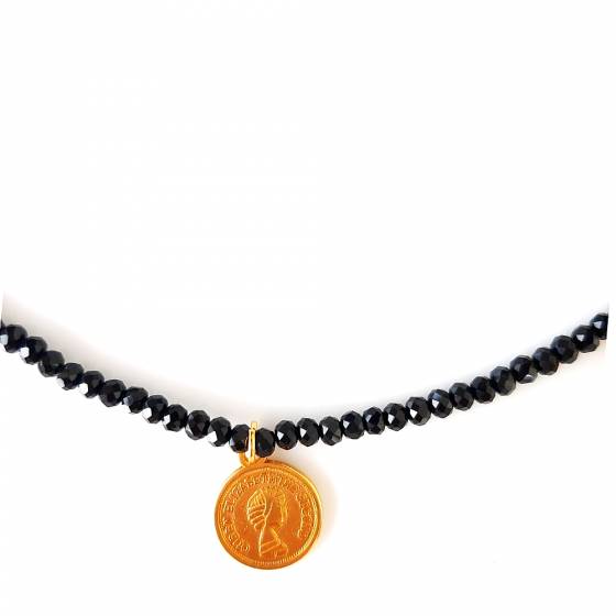 COIN BLACK CRYSTAL BEADS | NECKLACE
