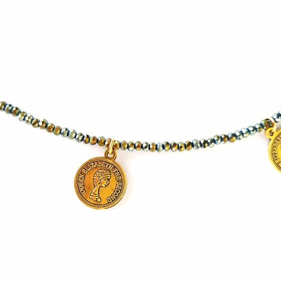 GREEN IRIDESCENT COIN | NECKLACE