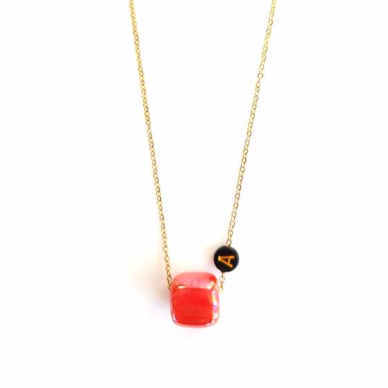 PEACH RED  | MONOGRAME NECKLACE