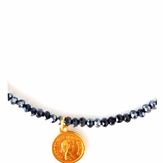 IRIDESCENT BLACK COIN | NECKLACE